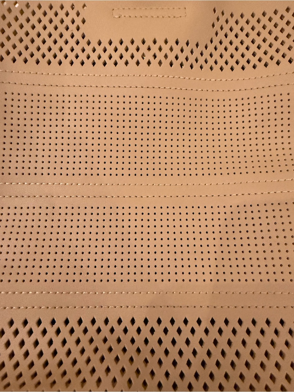 Anthropologie Tan Perforated Ring Handle Crossbody Bag - Vegan Leather Tote - Picture 3 of 11